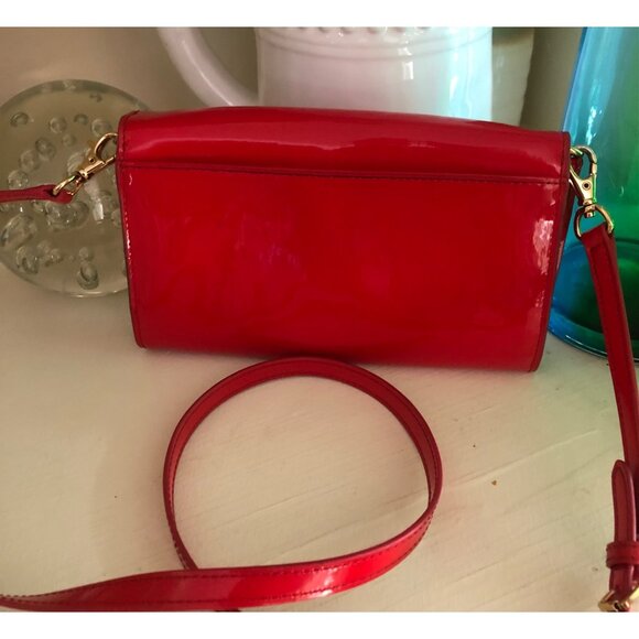 TORY BURCH Patent Leather Reva Red Shoulder Crossbody Bag - Picture 6 of 14